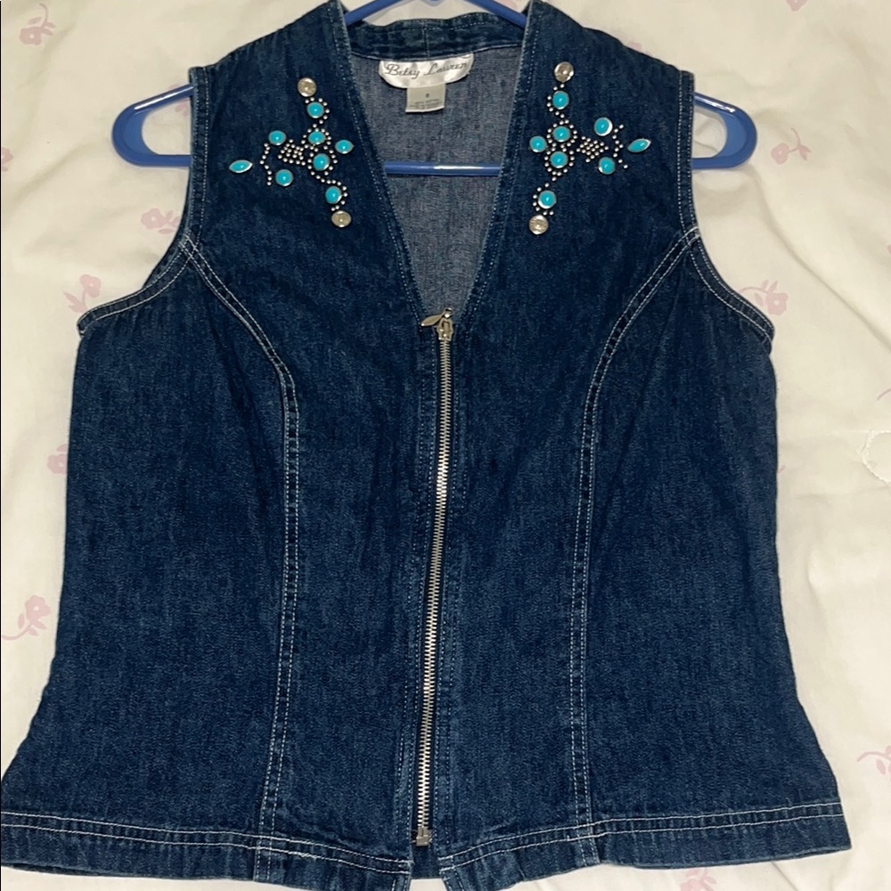 Embellished Denim Vest